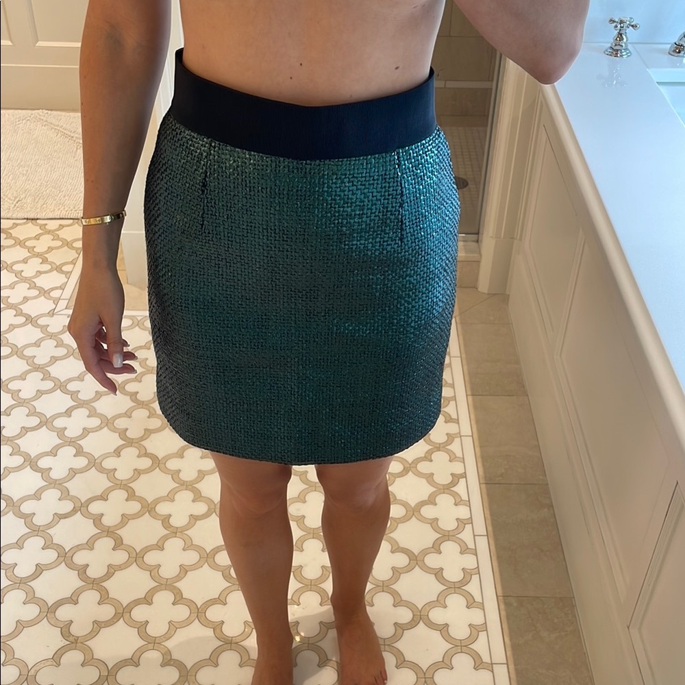 Milly Black and Green Mini Skirt